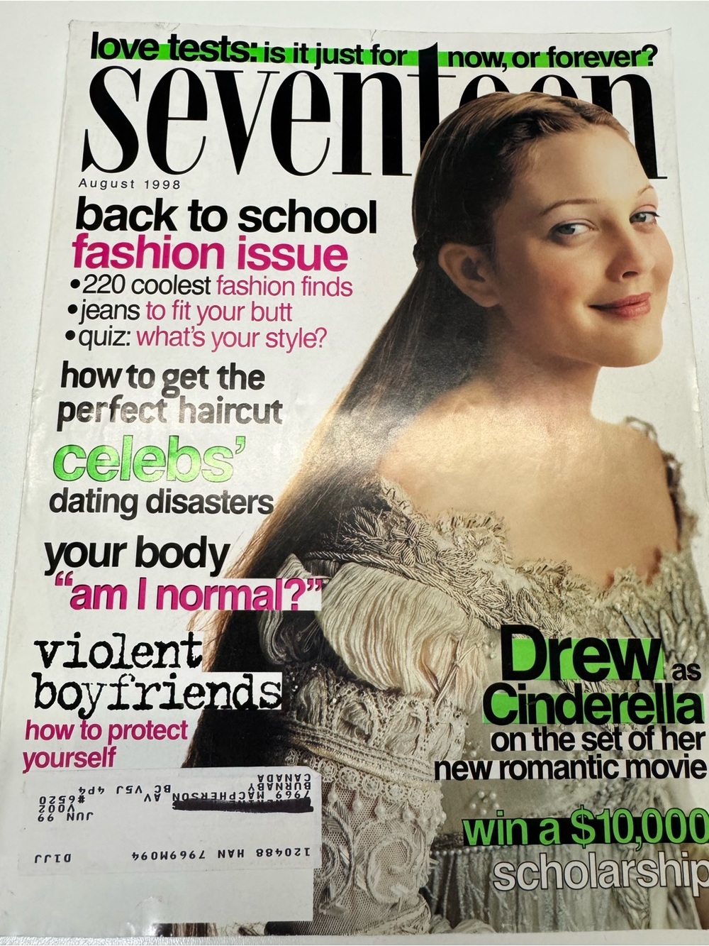 Seventeen 17 Teen Magazine August 1998 Drew Barrymore